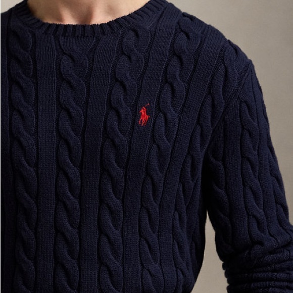 Polo Ralph Lauren Cable-Knit Cotton Jumper Sweater in Hunter Navy - Picture 5 of 12